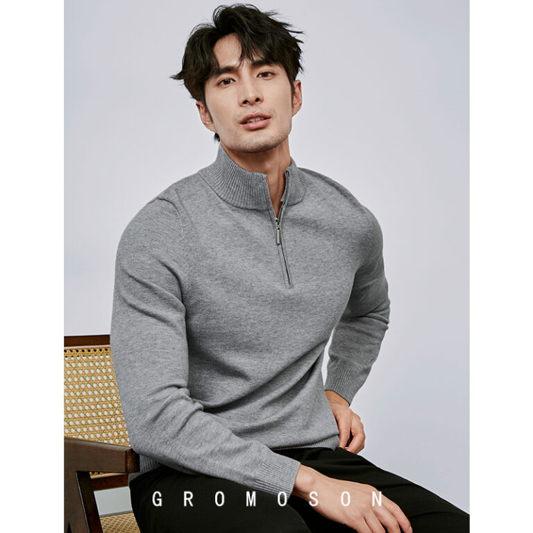 738932151102-秋冬季时尚纯色半高领套头细腻柔软针织衫 男士商务休闲长袖毛衣